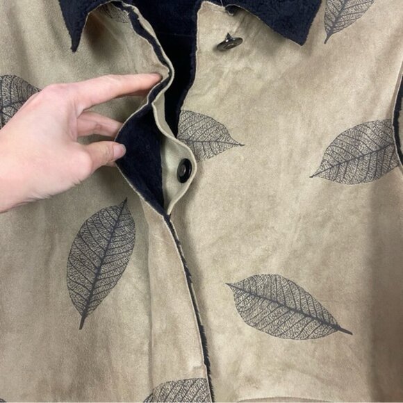 Robert Kitchen Leaf Suede Fleece lined Heavy Womens Coat Sz S - Picture 5 of 8